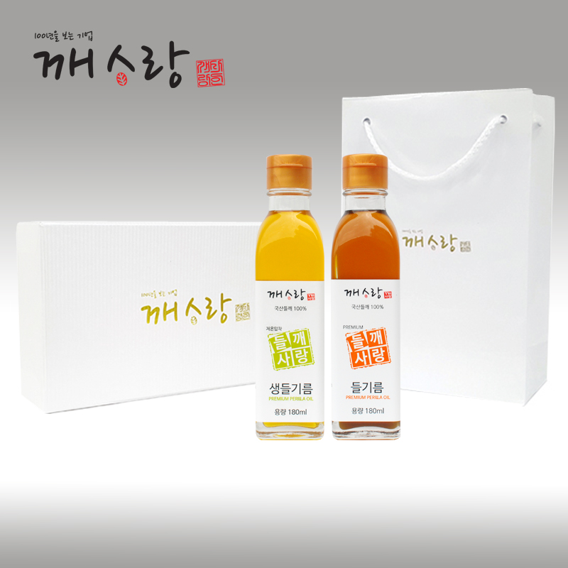 국산 저온압착 생들기름 180ml 국산 압착 들기름 180ml 선물세트